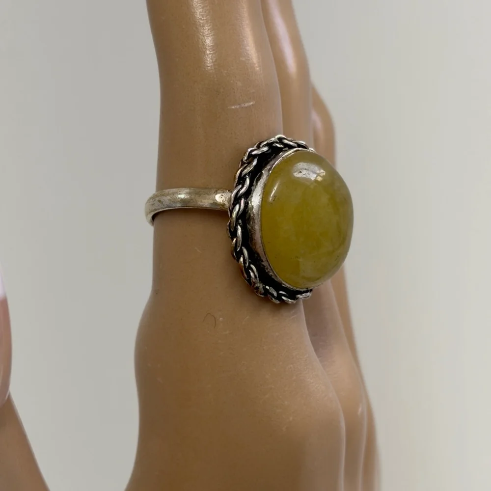 Hand crafted aventuraventuri Gemstone Round Ring Silver Plated 925 Size 7.75 New - Picture 2 of 8